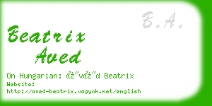 beatrix aved business card